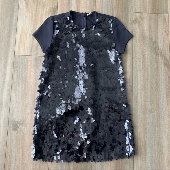 Egg by Susan Lazar girls sequin short sleeve mini dress navy blue size 8